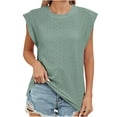 thumbnail image 1 of loopsun Plus Size Tops for Womens,Womens Summer Tops,Women's Summer Fashion Casual Solid Round Neck Sleeveless Casual Loose Blouses Tops Green XL, 1 of 5