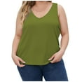 thumbnail image 1 of loopsun Plus Size Tops for Womens,Womens Summer Tops,Women's Summer Solid Color V-neck Thread Sports Large Size Tops For Outer Wear Bottoming Slim Short Tops Green XXXXL, 1 of 5