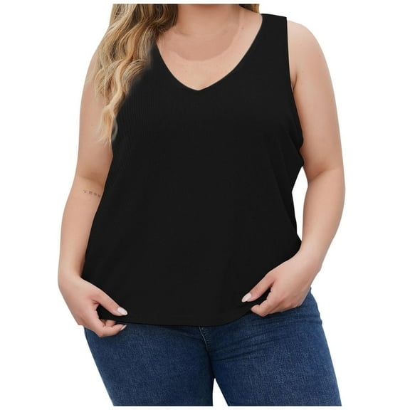 loopsun Plus Size Tops for Womens,Womens Summer Tops,Women's Summer Solid Color V-neck Thread Sports Large Size Tops For Outer Wear Bottoming Slim Short Tops Black XXXXXL