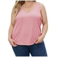 thumbnail image 1 of loopsun Plus Size Tops for Womens,Womens Summer Tops,Women's Summer Solid Color V-neck Thread Sports Large Size Tops For Outer Wear Bottoming Slim Short Tops Pink XXXL, 1 of 5