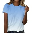 thumbnail image 1 of loopsun Plus Size Tops for Womens,Womens Summer Tops,Womens Fashion Print Tops Short Sleeve Out Blouse Round Neck T-Shirt Tops Light Blue XXL, 1 of 5