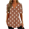 thumbnail image 1 of loopsun Summer Savings 2025! Plus Size Tops for Womens,Womens Summer Tops,Women's Fshion Print Funny Casual Zipper Short Sleeve Tops Blouse Brown L, 1 of 5