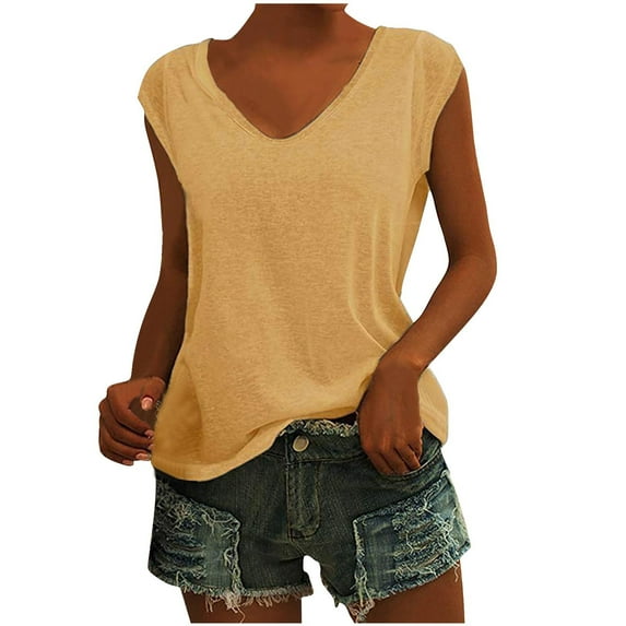 loopsun Plus Size Tops for Womens,Womens Summer Tops,Women's Short Sleeved Gradient Printed V-Neck T-shirt Top Yellow XL