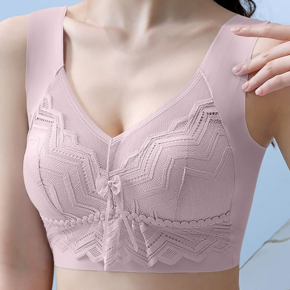 loopsun Summer Savings Clearance 2023! for Womens Plus Size Bra,Woman's Embroidered Glossy Comfortable Breathable Bra Underwear No Rims