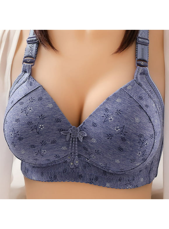 loopsun Summer Savings Clearance 2023! for Womens Plus Size Bra,Woman's Printing Gathered Together Large Size Daily Bra Underwear No Rims