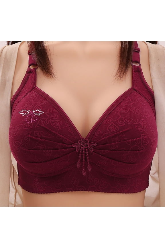 Womens Plus Size Bra,Woman's Lace Flower Gathered Together Large Size Daily Bra Underwear No Rims