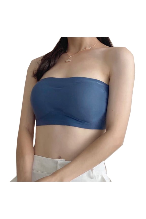 Womens Plus Size Bra,Ice Silk Strapless Strapless With Traceless Breathable Underwear Inside