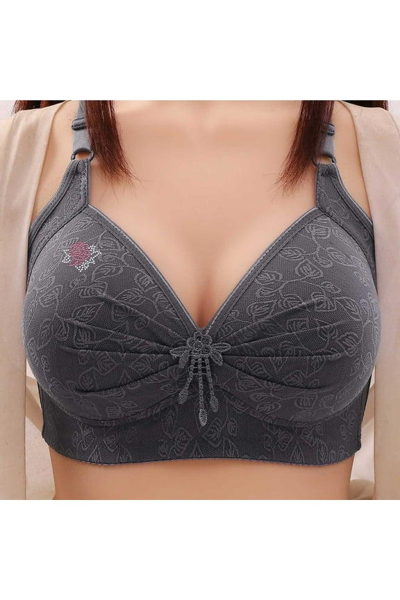 Womens Plus Size Bra,Woman's Lace Flower Gathered Together Large Size Daily Bra Underwear No Rims