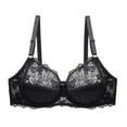 thumbnail image 1 of loopsun Womens Plus Size Bra,Women's Lace With Steel Ring Solid Color Double Breasted Push Up Bra, 1 of 4