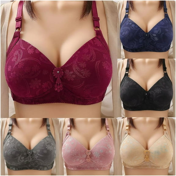 loopsun Womens Plus Size Bra,Women's Solid Color No Steel Ring Push Up Breathable Underwear Daily Bra