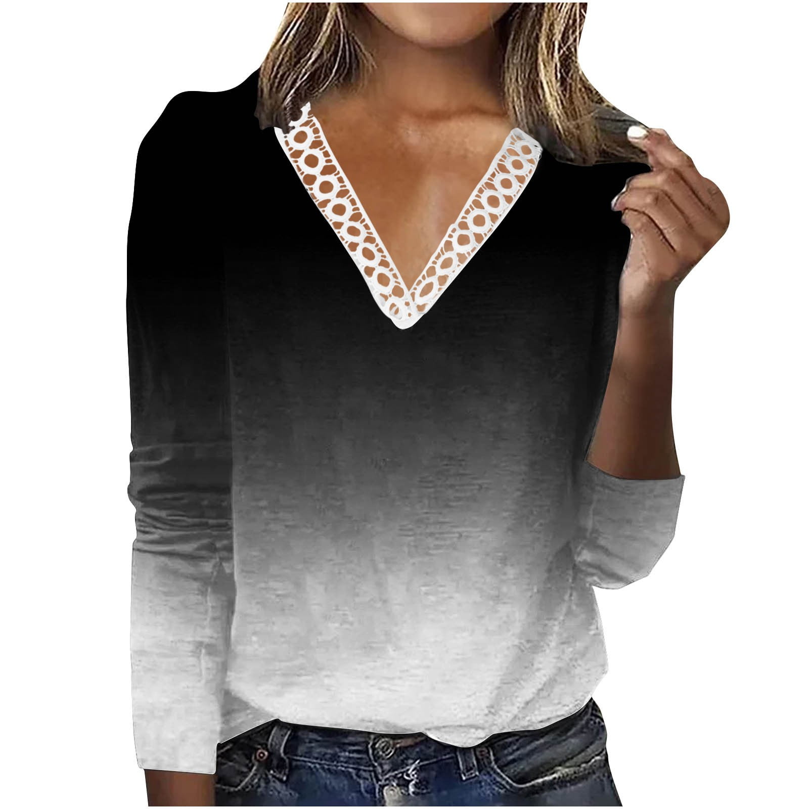 Chic on Repeat Black V-Neck Long Sleeve Top