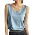 thumbnail image 1 of loopsun Plus Size Tops for Womens,Womens Summer Tops,Women'S Spring Summer Solid Color V-Neck Sleeveless Casual Shirt Top Light Blue XXXL, 1 of 4
