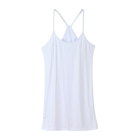 loopsun Summer Savings Plus Size Tops for Womens,Womens Summer Tops,Women Versatile And Comfortable Cultivate One's Moral Character Suspender Round Neck Solid Color Top White Free Size