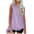 thumbnail image 1 of loopsun Plus Size Tops for Womens,Womens Summer Tops,Women's Fashion Casual Solid Color Loose Women's Sleeveless Round Neck Pullover T-Shirt Round Neck Top Purple M, 1 of 5
