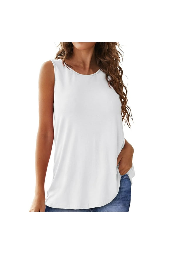 Plus Size Tops for Womens,Womens Summer Tops,Women Tank Tops High Neck Sleeveless Cutout Racer Back Crop Tops White XXL