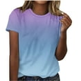 thumbnail image 1 of loopsun Summer Savings 2025! Plus Size Tops for Womens,Womens Summer Tops,Womens Fashion Print Tops Short Sleeve Out Blouse Round Neck T-Shirt Tops Purple XL, 1 of 5