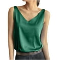 thumbnail image 1 of loopsun Plus Size Tops for Womens,Womens Summer Tops,Women'S Spring Summer Solid Color V-Neck Sleeveless Casual Shirt Top Green XXXL, 1 of 4