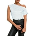 thumbnail image 1 of loopsun Summer Savings Plus Size Tops for Womens,Womens Summer Tops,Women's Fashion Casual Solid Color Short Sleeve Blouses Shirts White L, 1 of 2