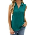 thumbnail image 1 of loopsun Plus Size Tops for Womens,Womens Summer Tops,Women's Fashion Casual Summer Solid V-neck Strappy Top Loose Blouses Green M, 1 of 5