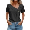thumbnail image 1 of loopsun Summer Savings Plus Size Tops for Womens,Womens Summer Tops,Women's V-Neck Fashion Casual Short-Sleeved Spring And Summer Top Black S, 1 of 5