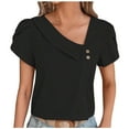 thumbnail image 1 of loopsun Plus Size Tops for Womens,Womens Summer Tops,Womens Solid V-neck Small Button Top Womens Short Sleeved V-neck Topshirt Black M, 1 of 4