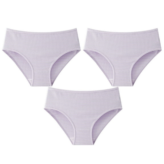 loopsun Womens Briefs,3PC Women Everyday Conservative Ventilate Middle Waist Stripe Underwear Panties