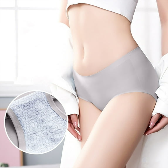 loopsun Womens Briefs,Women's Ice Silk Traceless Mid Waist Large Honeycomb Underwear For Women