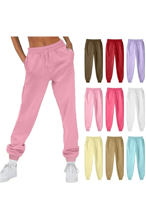Womens Fleece Lined Sweatpants Women High Waisted Sweatpants Workout Active Joggers Pants Loungewear Bottoms L