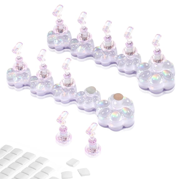lootaan 2 Set Nail Holder for Painting Nails ,Fake Nail Tips Training ,Aurora Acrylic Nail Stand for Press on ,Nails Display with 96 Pcs Reusable Adhesive Putty (Laser purple) E22