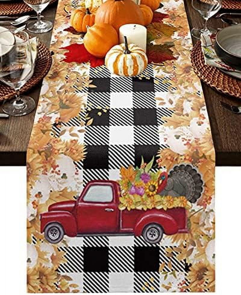 lop Table Runner Truck Daisy Flower Kitchen Table Runners 36 Inches