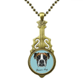 thumbnail image 1 of lop-eard boxer dog pet animal necklace antique guitar jewelry music pendant, 1 of 4