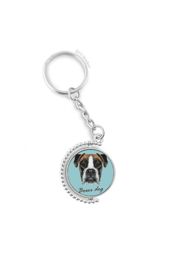 lop-eard boxer dog pet animal rotatable keyholder disc accessories chain clip