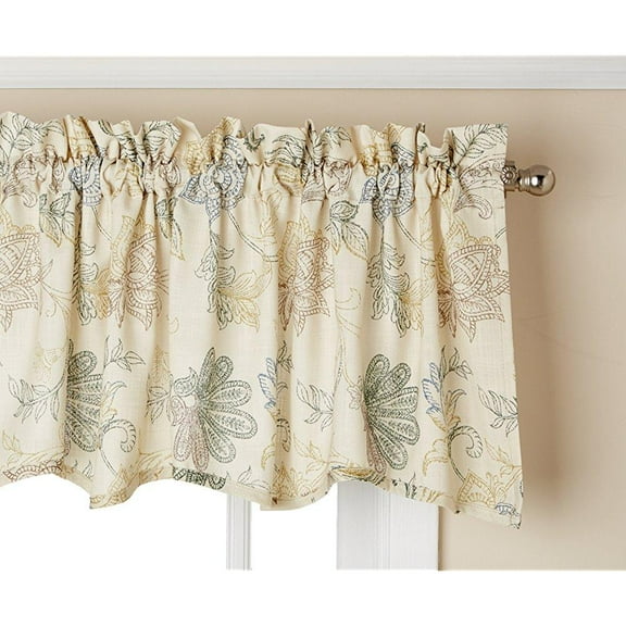 lorraine home fashions 06371-v-00003 blue providence scalloped valance, 54" x 16", blue