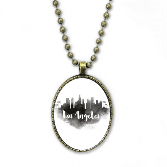 los angeles ameink city painting necklace vintage chain bead pendant jewelry collection