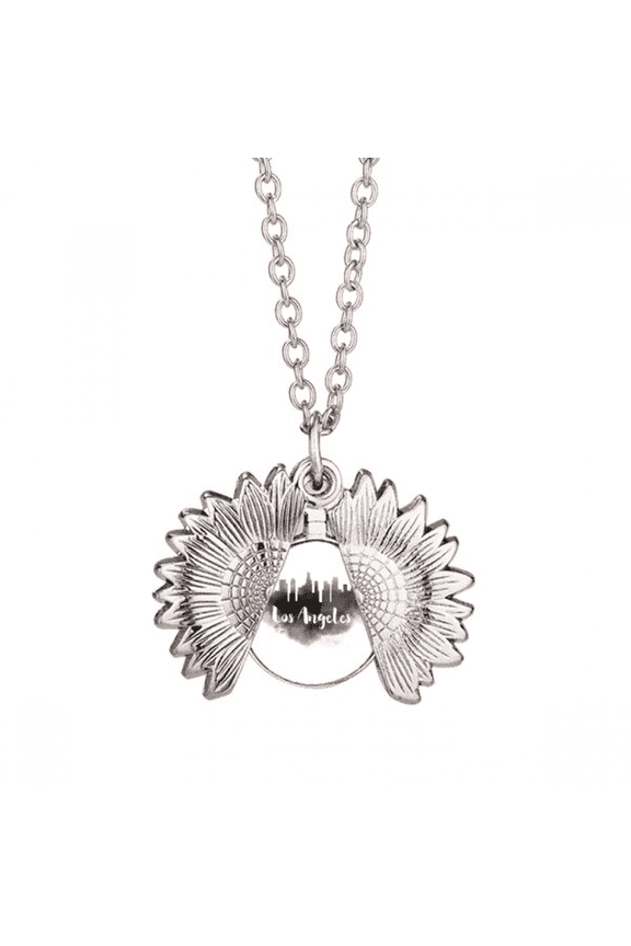los angeles ameink city painting sunflower necklace pendant locket jewelry