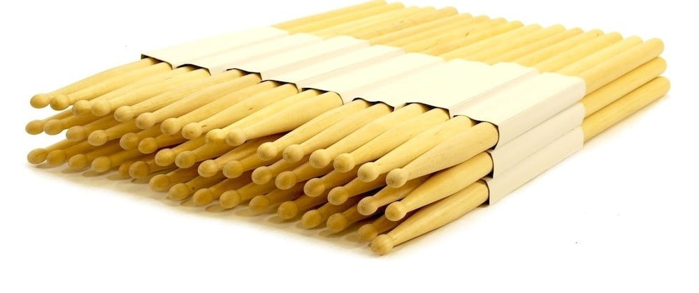 lot of 24 pairs - 5a wood tip natural maple drumsticks - pro 48 drum sticks new