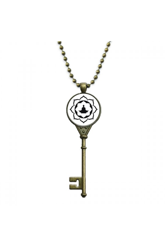 lotus figure simple illustration pattern key necklace pendant tray embellished chain