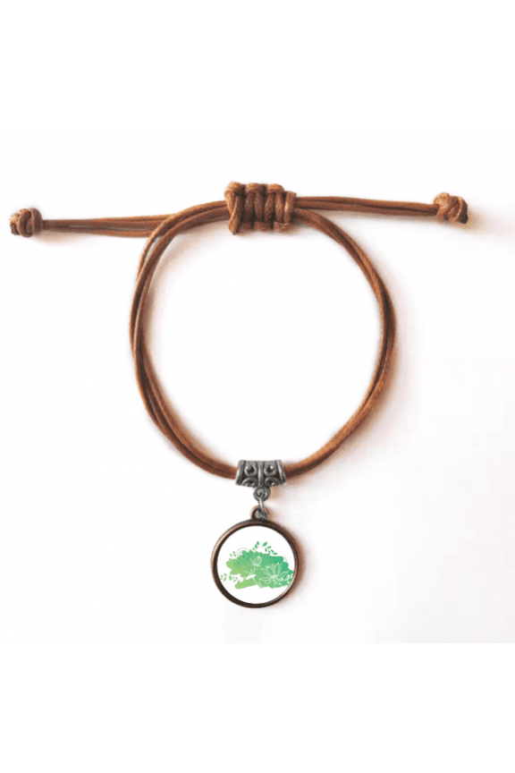 lotus flower frog flower bracelet leather hide wristband brown jewelry