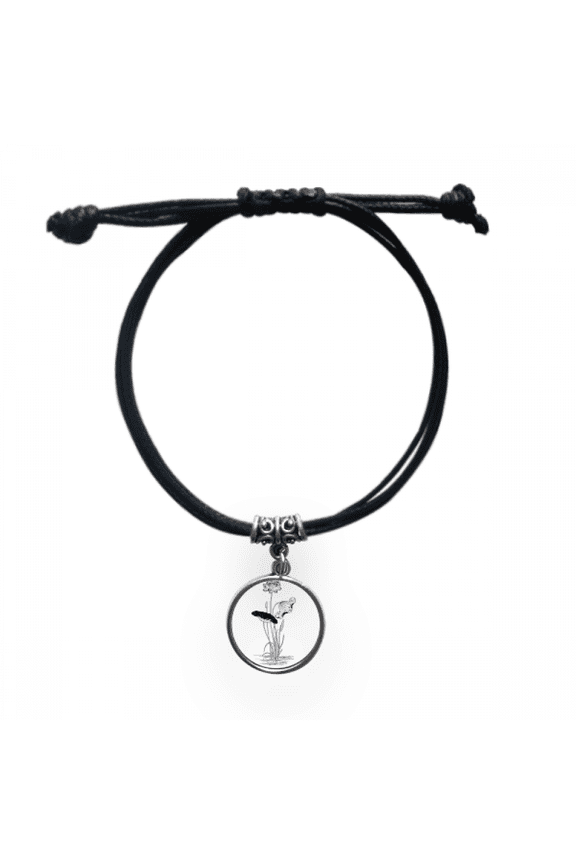 lotus flower water black white bracelet leather wristband black jewelry