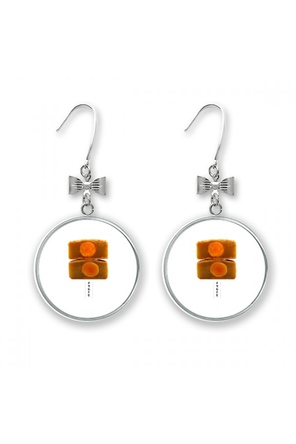 lotus moon cake mid-autumn festival bow earrings drop stud pierced hook