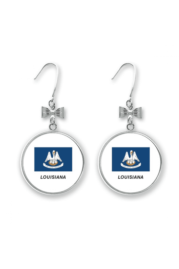 louisiana flag contour art deco fashion bow earrings drop stud pierced hook