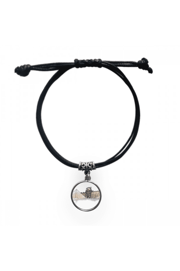 louvre museum in paris france bracelet leather wristband black jewelry