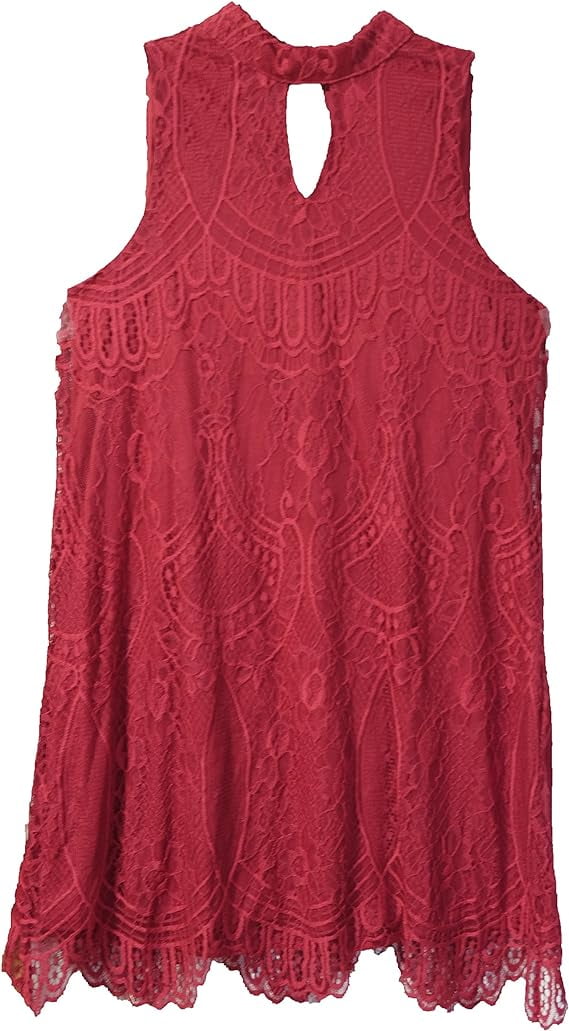 love, FiRE Choker Neck Lace Dress, Chili - Large - Walmart.com