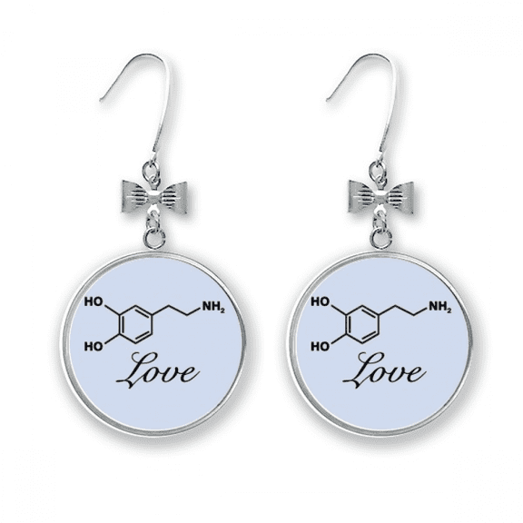 love couple checal structure molecule bow earrings drop stud pierced hook