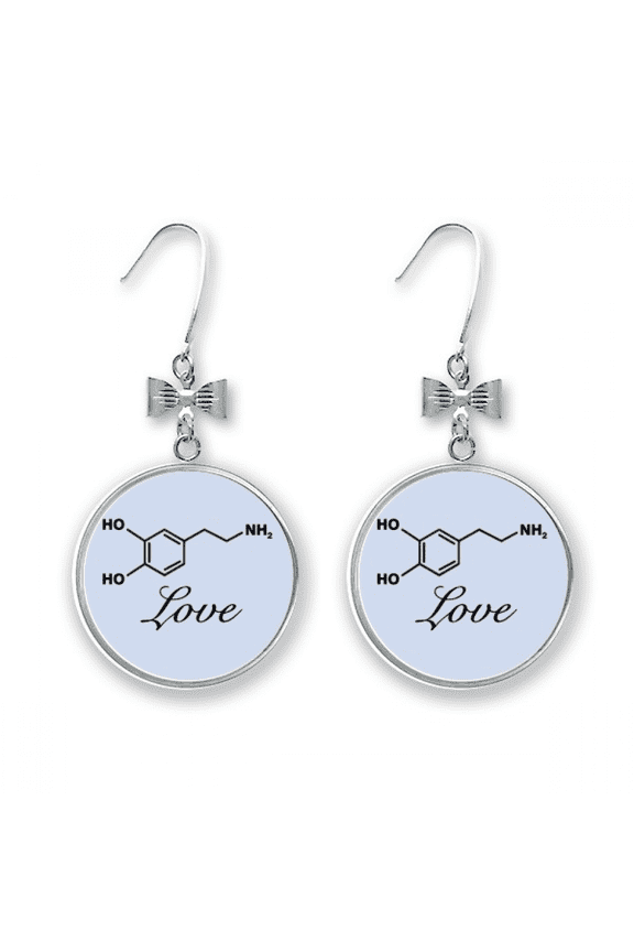 love couple checal structure molecule bow earrings drop stud pierced hook