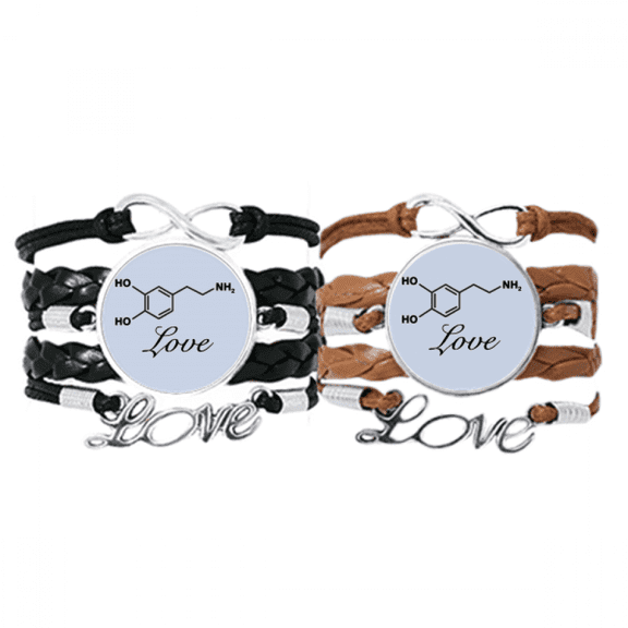 love couple checal structure molecule bracelet hand strap leather wristband double set
