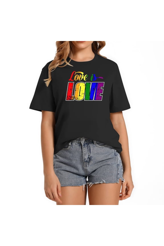 love is love Pride month LGBT love is love Women's Short Sleeve Graphic Top - Stylish and Comfy T-Shirt