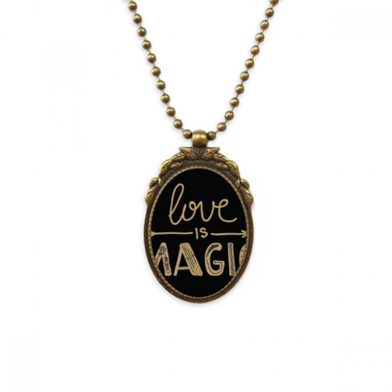 love is magic quote style antique necklbrass vintage pendant keychain