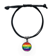 thumbnail image 1 of love lgbt rainbow ink heart bracelet leather wristband black jewelry, 1 of 4