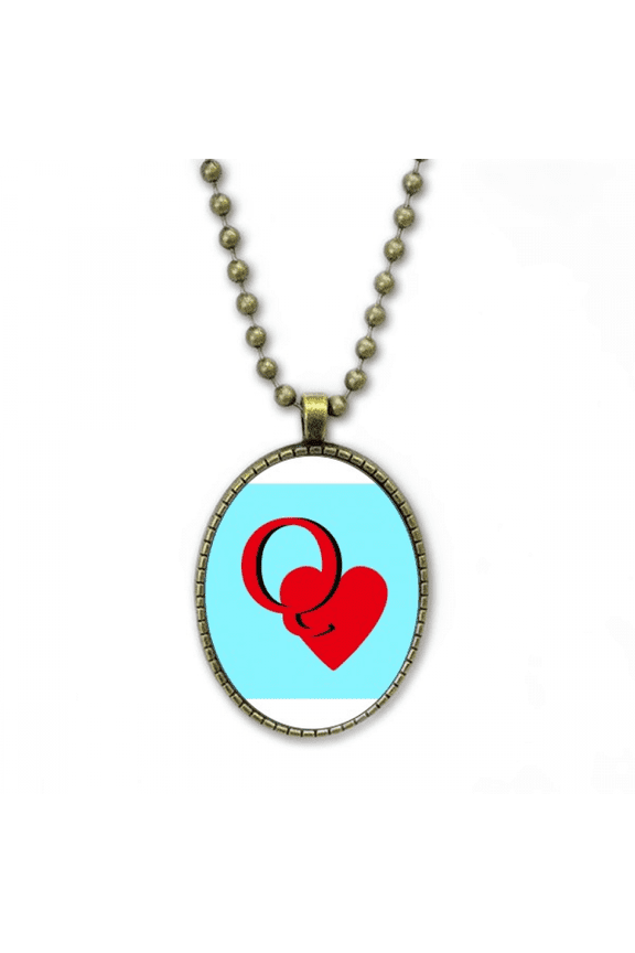 love queen heart q poker necklace vintage chain bead pendant jewelry collection